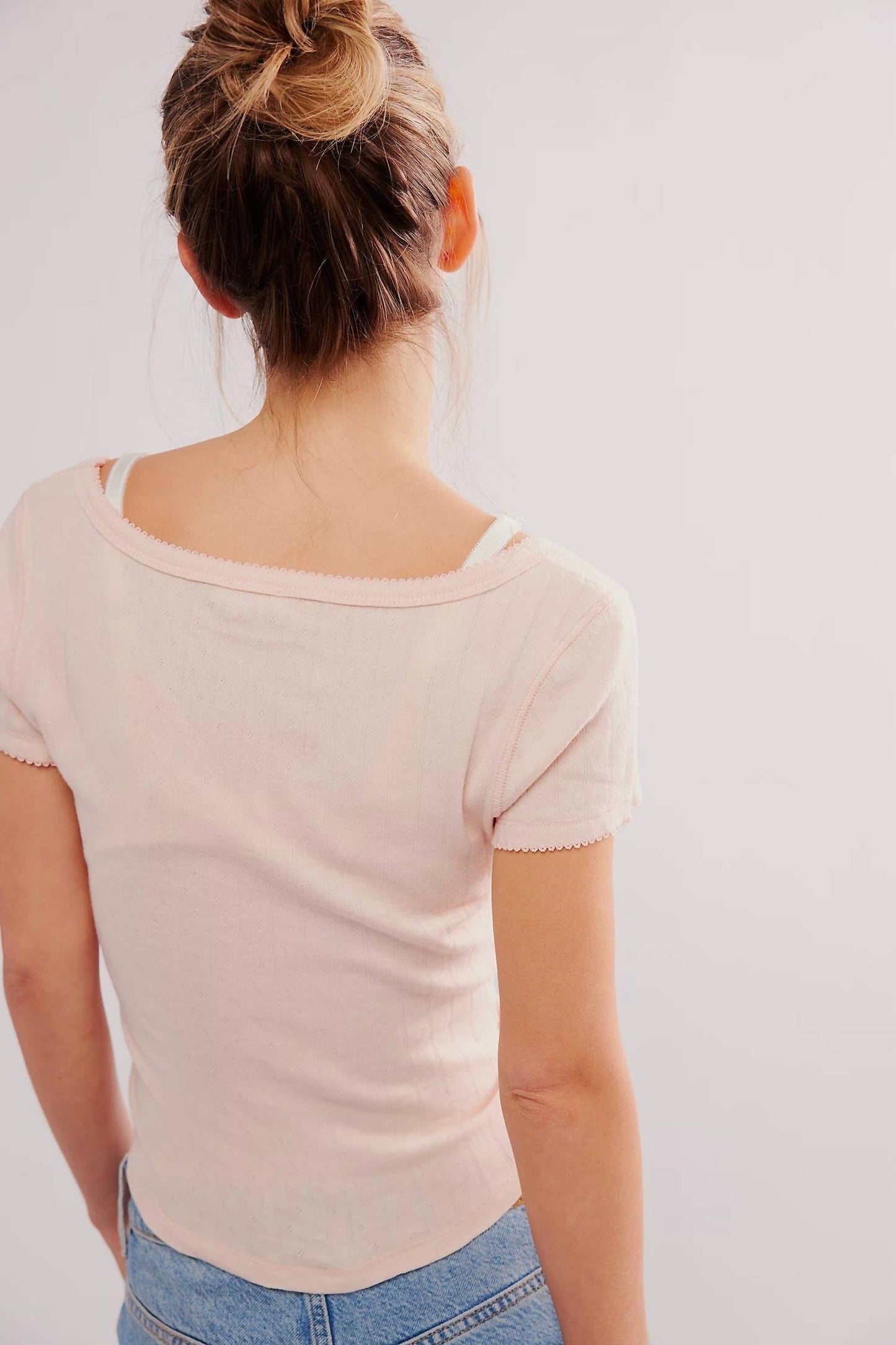 Free People - End Game Pointelle Baby Tee