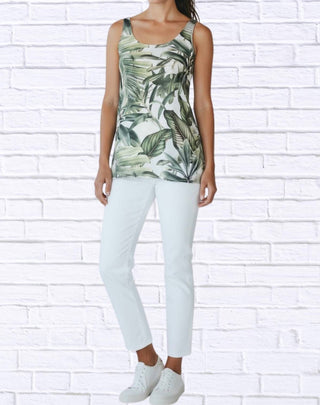 Calypso - Tropical Leaf Print Tank Top