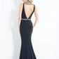 Rachel Allan - Beaded Jersey Evening Gown With High Slit