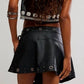 Free People - Cassis Vegan Leather Wrap Mini Skirt