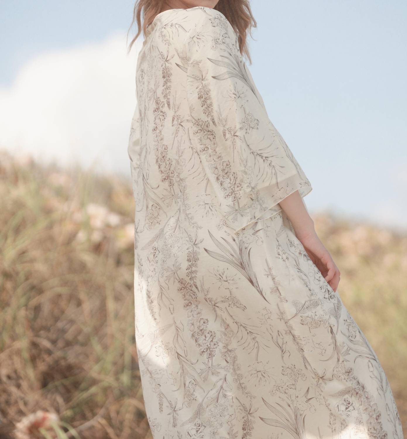 Mima Rosso - Flowy Toile Print Caftan Dress