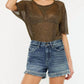 Kancan - Frayed Hem Denim Shorts