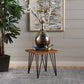Zenith Outdoor Industrial Accent Table Set of 2 - Teak