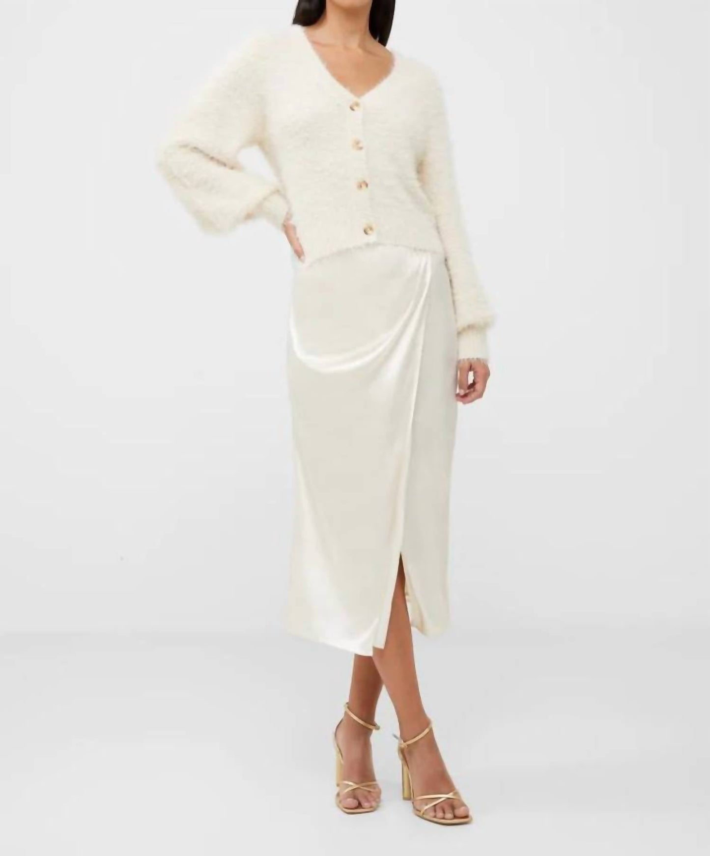 French Connection - Inu Satin Wrap Midi Skirt