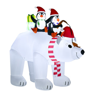 7 ft Inflatable Penguin and Polar Bear – Outdoor Holiday Decoration LED Lighted