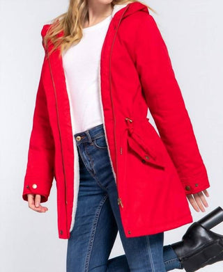 Active Usa - Jaqueta utilitária com capuz e forro de lã e pele