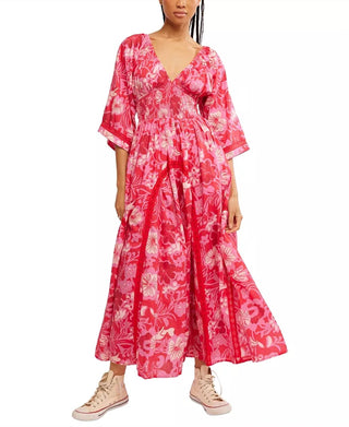 Free People - Vestido longo com cintura estampada