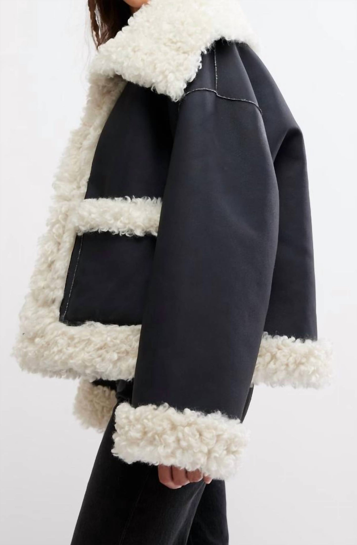 Free People - Kiki Faux Leather Sherpa Jacket