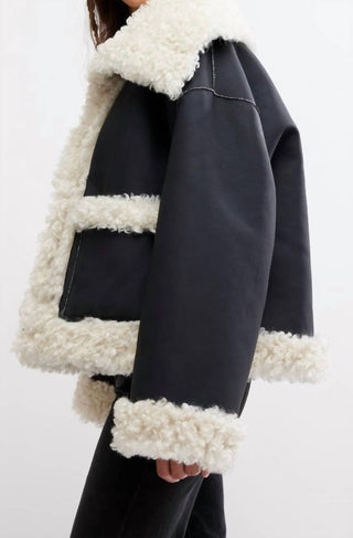 Free People - Kiki Faux Leather Sherpa Jacket
