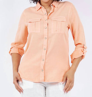Paparazzi - Camisa de manga comprida com fecho frontal Tencel Slub Snap
