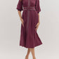 Entro - Puff Sleeve Blanket Stitch Det Midi Dress