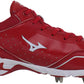 Chuteira de beisebol Mizuno Advanced Classic 7 com 9 pontas, masculina, preta/vermelha