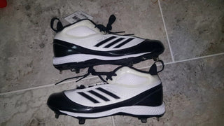 Chuteira de beisebol Adidas Excel 365 Metal masculina, branca/preta/prateada, tamanho 14 D(M) EUA