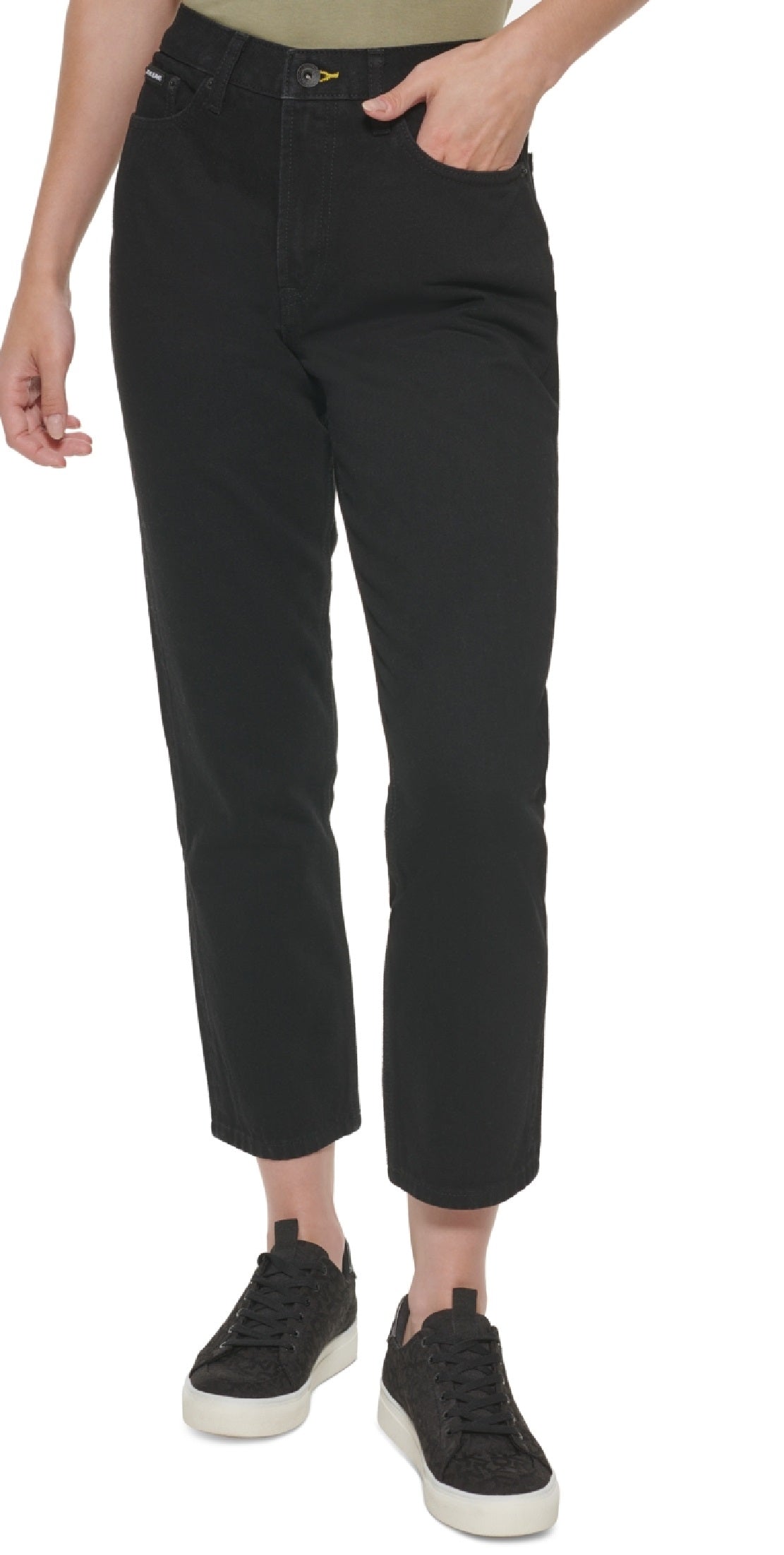 Calça jeans vintage DKNY Broome High Rise feminina, preta, tamanho 28