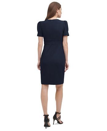Vestido tubinho com manga bufante DKNY feminino, azul, tamanho 4