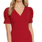Vestido tubinho com manga bufante DKNY feminino, vermelho, tamanho 6