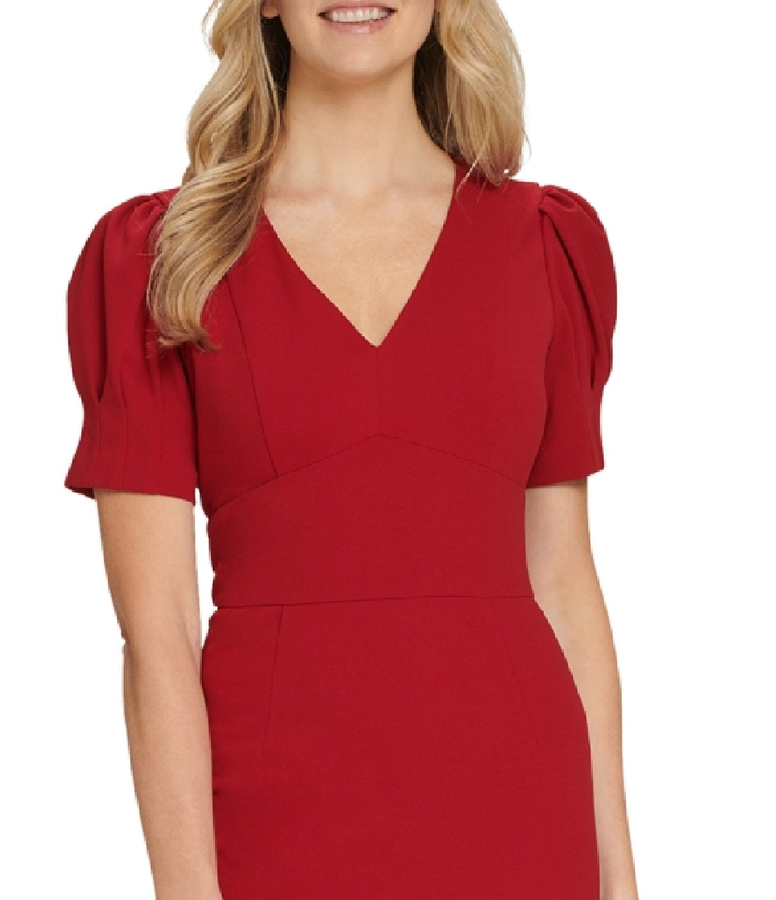 Vestido tubinho com manga bufante DKNY feminino, vermelho, tamanho 6