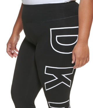 DKNY Women's High Waisted 7/8 Exploded Logo Leggings White Size 3X