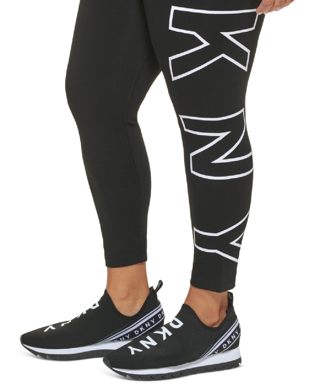 Leggings femininas DKNY com cintura alta e logotipo explodido 7/8, brancas