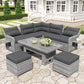 Outdoor Furniture Set Patio Rattan with Recliners and Tables