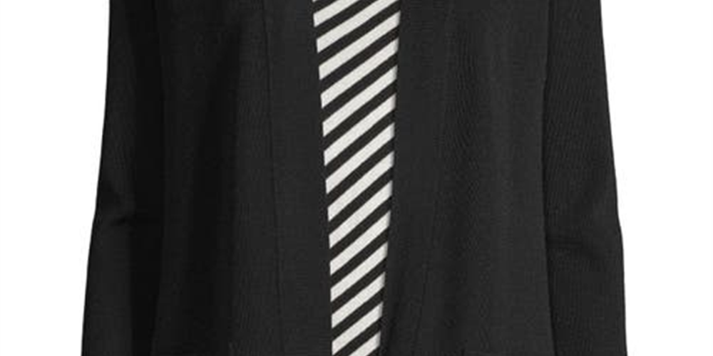 Cardigan feminino Anne Klein Malibu com frente aberta, preto, tamanho grande