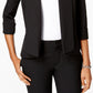 Blazer feminino Kasper com manga 3/4 e punho, preto, tamanho 6, pequeno