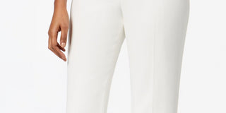 Calça social feminina Kasper de crepe moderna com perna reta, branca, tamanho 4