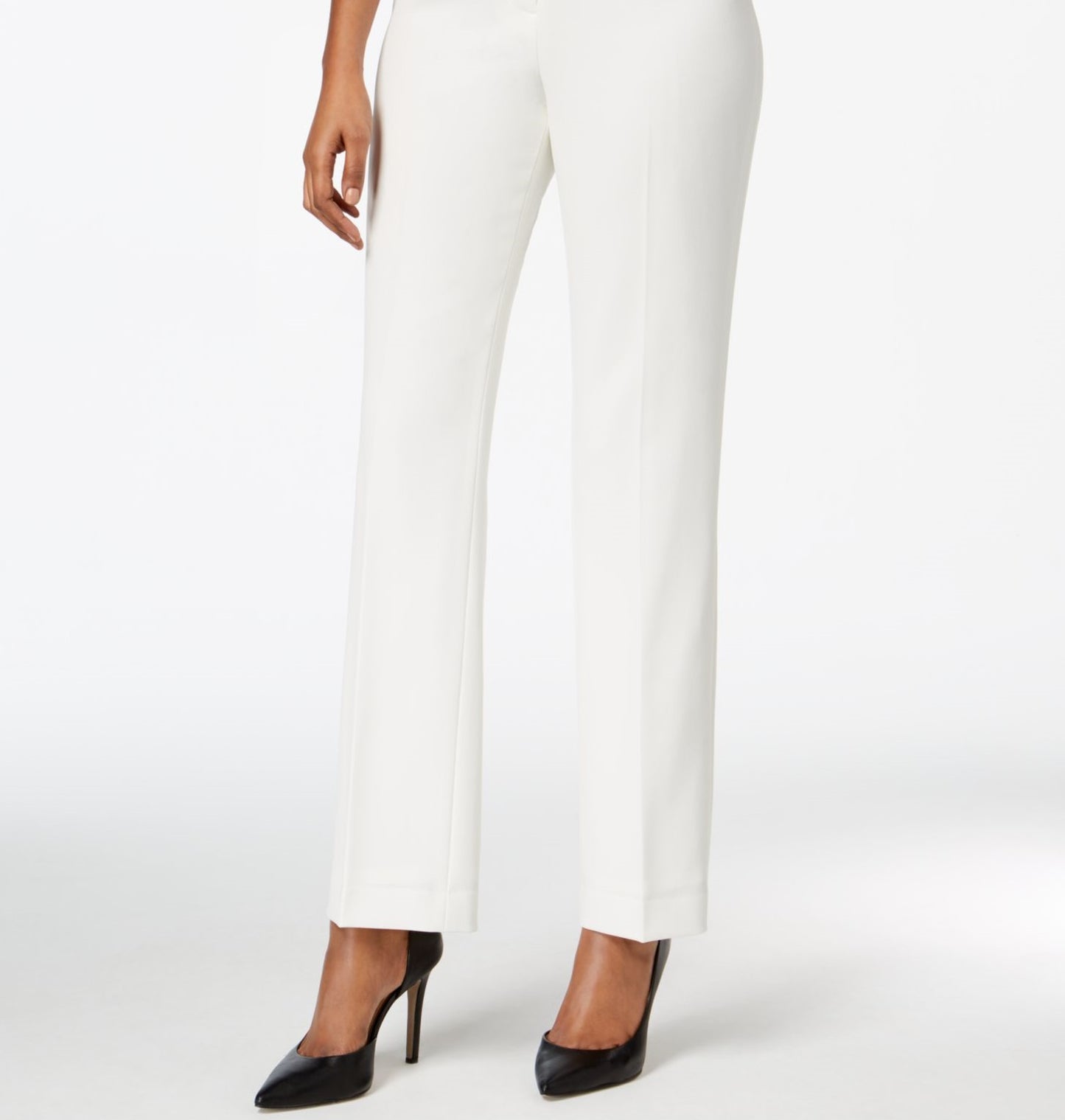 Calça social feminina Kasper de crepe moderna com perna reta, branca, tamanho 6