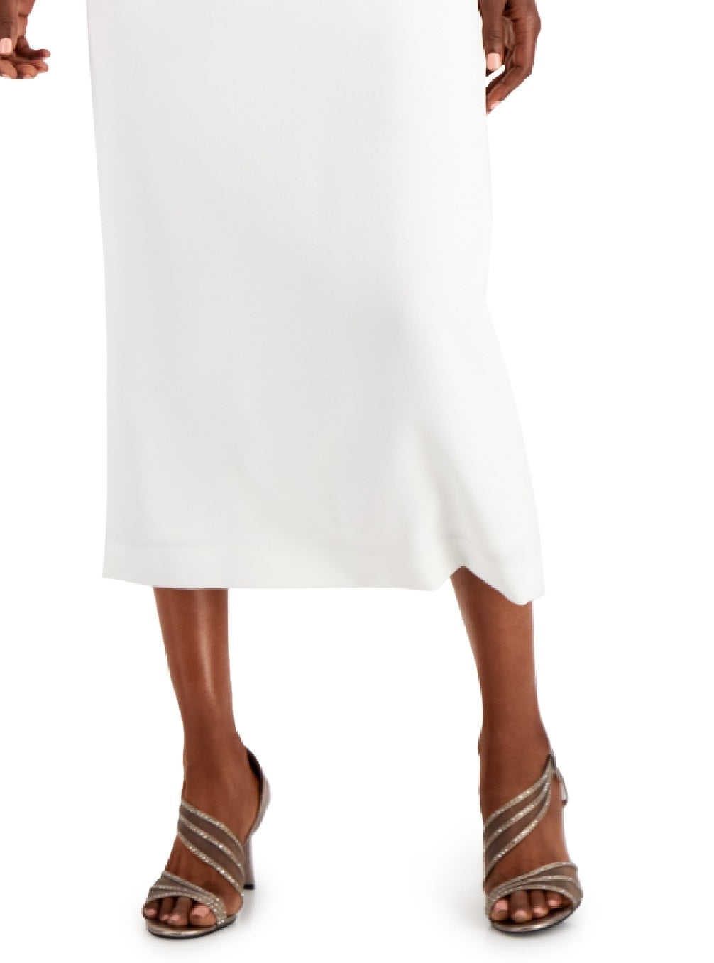 Saia coluna de crepe feminina Kasper, branca, tamanho 16