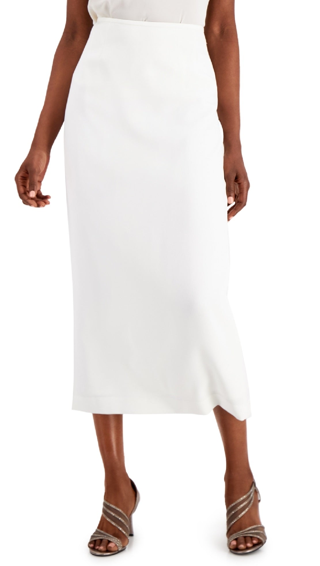Saia coluna de crepe feminina Kasper, branca, tamanho 18