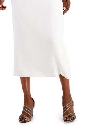 Saia coluna de crepe feminina Kasper, branca, tamanho 18