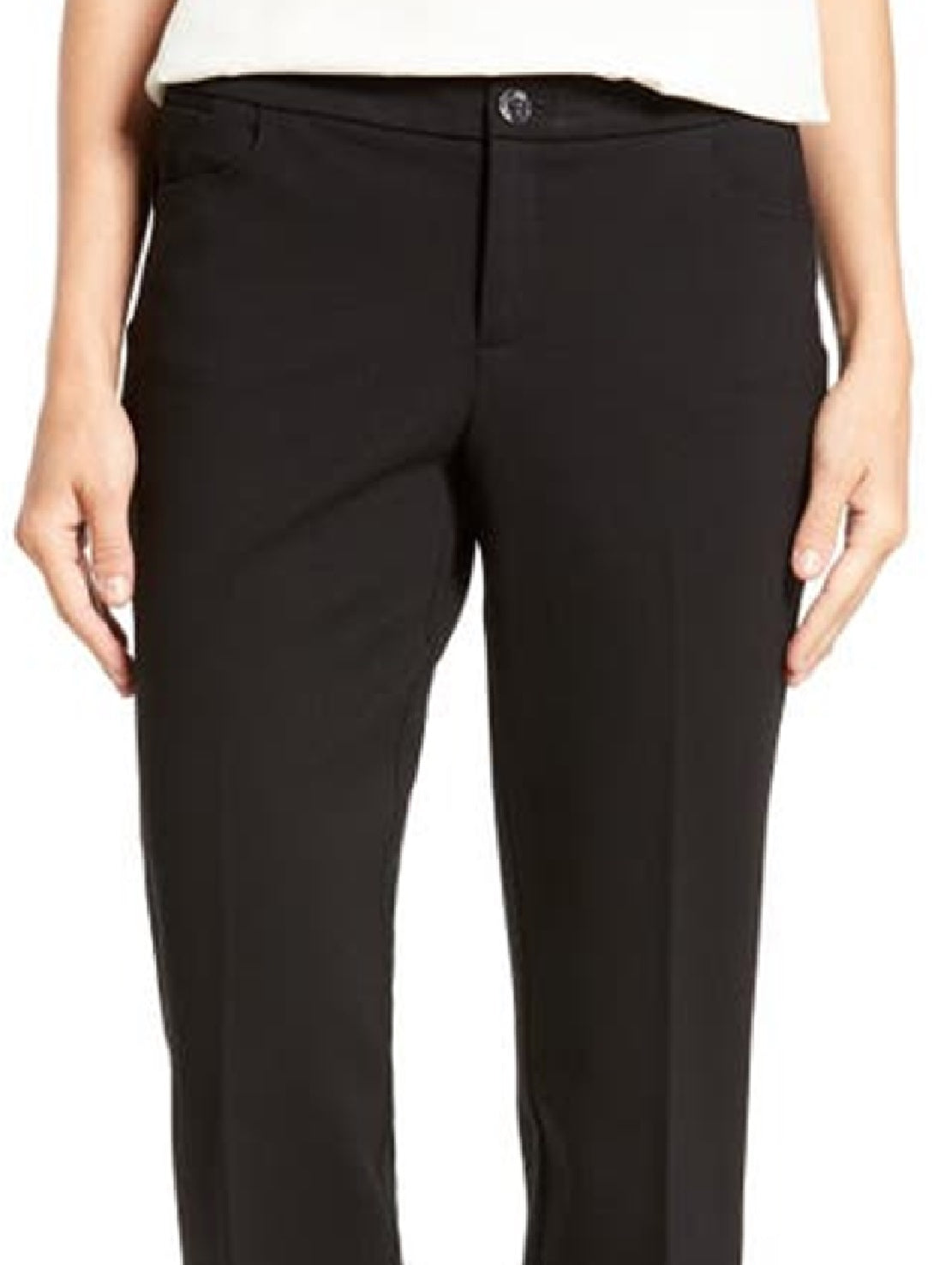 Calça de compressão feminina Anne Klein Flare Leg Ponte, preta, tamanho 8