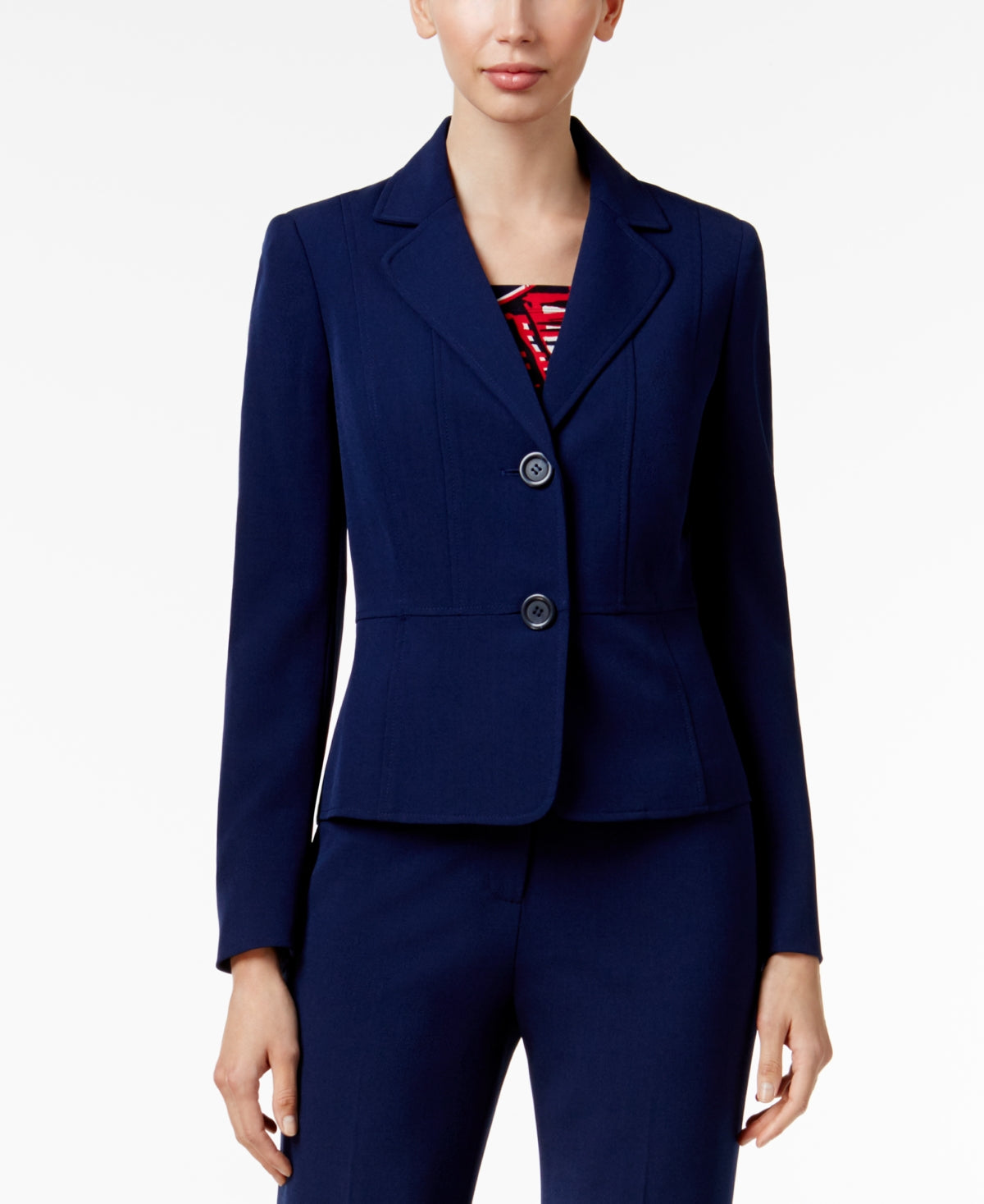 Blazer feminino Kasper de dois botões, azul, tamanho 6