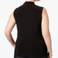 Blusa feminina Anne Klein com pregas triplas e sem mangas, preta, tamanho 1X