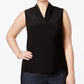 Blusa feminina Anne Klein com pregas triplas e sem mangas, preta, tamanho 1X