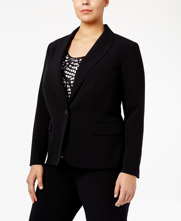 Blazer feminino Anne Klein com botões, preto, tamanho 24W