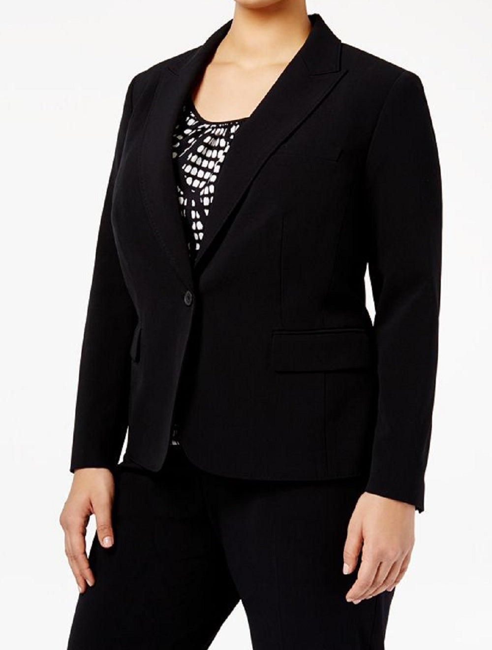 Blazer feminino Anne Klein com botões, preto, tamanho 24W