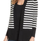 Cardigan listrado Malibu feminino Anne Klein, preto, tamanho extragrande