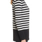 Cardigan listrado Malibu feminino Anne Klein, preto, tamanho extragrande