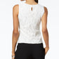 Top de renda feminino Kasper, branco, tamanho pequeno, médio