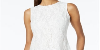 Top de renda feminino Kasper, branco, tamanho pequeno, médio