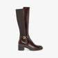 Nerogiardini - Women's Leather Stretch Buckle Knee Boots