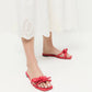 Loeffler Randall - Women's Hadley Leather Bow Flat Sandal
