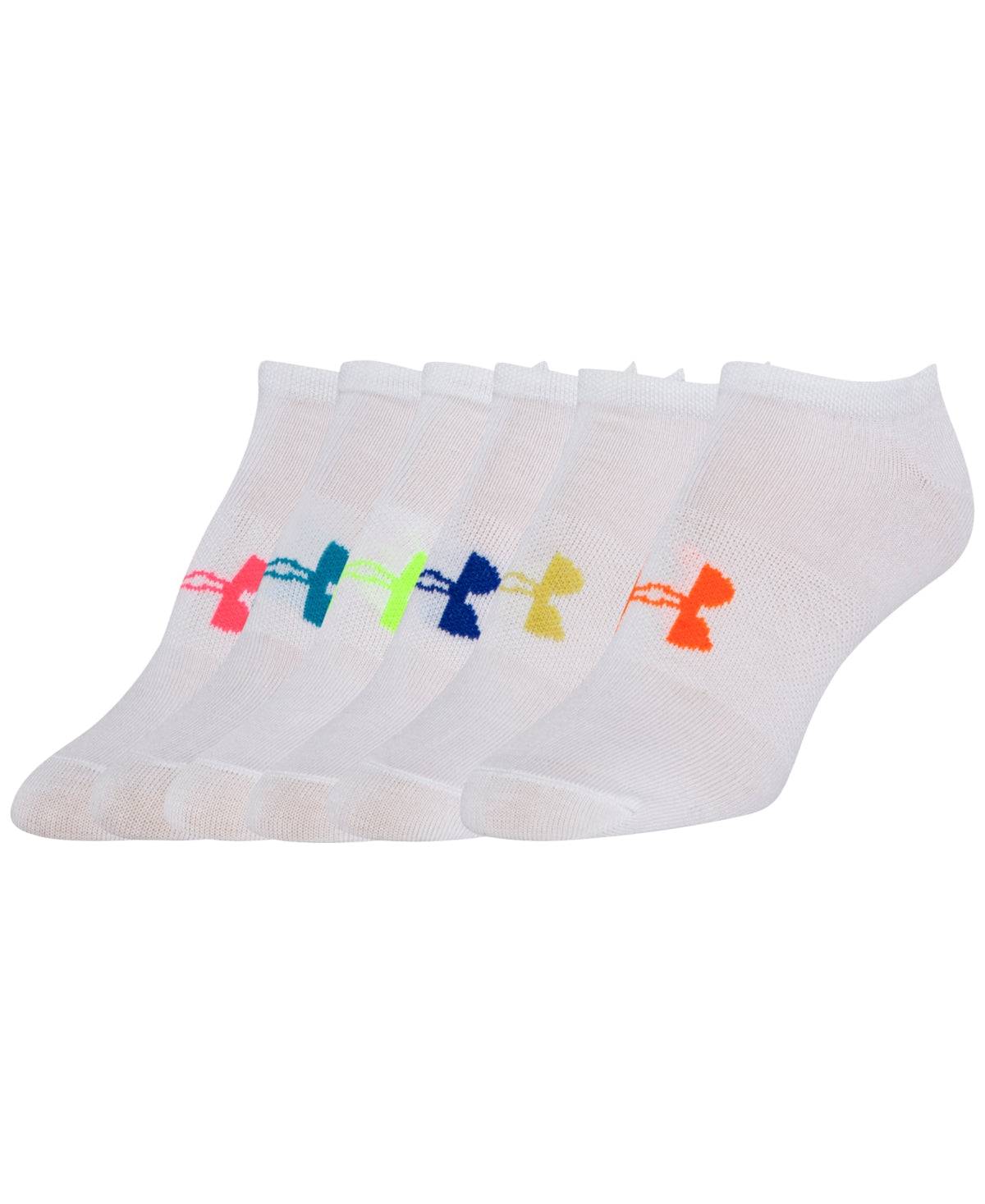 Pacote com 6 meias Under Armour femininas, invisíveis, brancas, tamanho 9-11