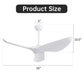 Ceiling Fan Without Light, DC Motor Remote Control Fan For Indoor / Outdoor Use - White