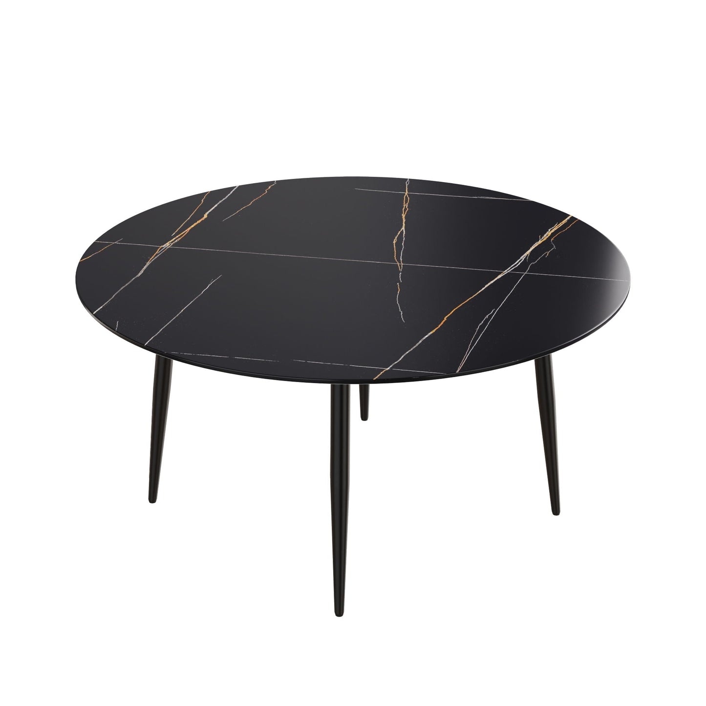 Modern Man-Made Stone Round Dining Table for 6 People