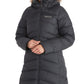Casaco feminino Marmot Montreal com capuz e acabamento em pele sintética, preto, tamanho XX-G