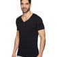 Camisa masculina Hanro de algodão superior com decote em V, preta, tamanho grande