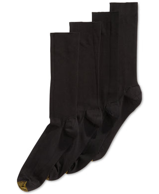 Gold Toe Men's Bonus 4 Pack Dress Metropolitan Crew Socks Black Size 10-13