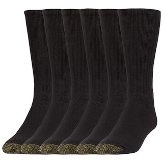 Gold Toe Men's 6 Pack Casual Harrington Socks Black Size 10-13
